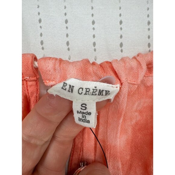 En Creme Mini Dress Sz S Tasseled Orange Tie-Dye Embroidered Boho Flirty Beachy - Picture 2 of 11